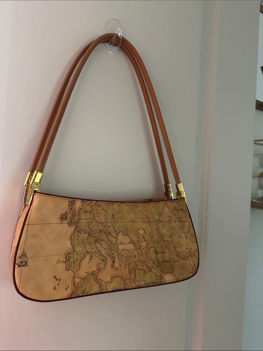Vintage Map Print Shoulder Bag